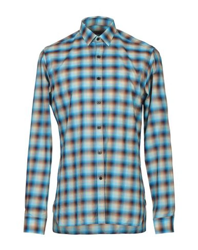 Shop Lanvin Checked Shirt In Blue