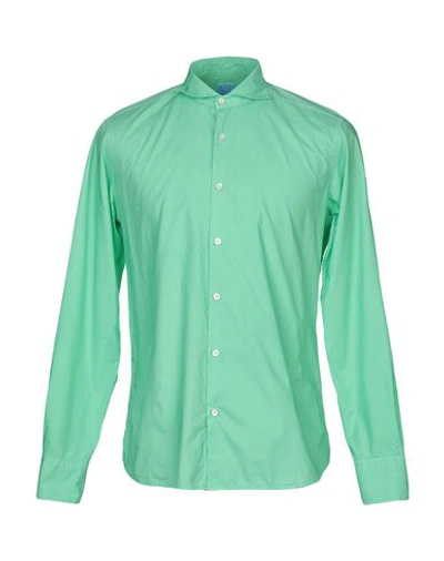 Shop Alessandro Gherardi Man Shirt Light Green Size Xl Cotton
