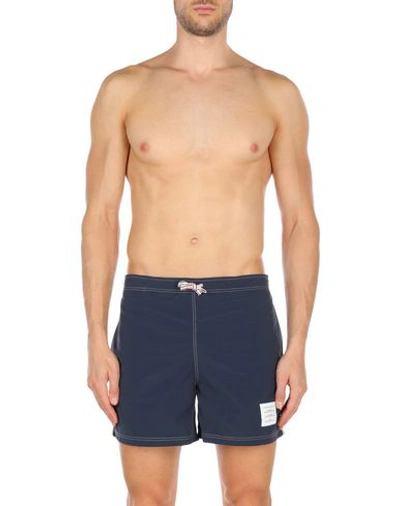 Shop Thom Browne Swim Shorts In Dark Blue