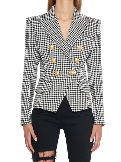 Shop Balmain Jacket In Black&white 