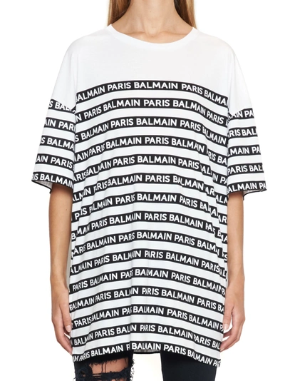 Shop Balmain T-shirt In Black&white 