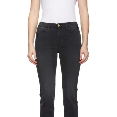 Shop Frame Black Le High Straight Release Hem Jeans In Strt Stratt