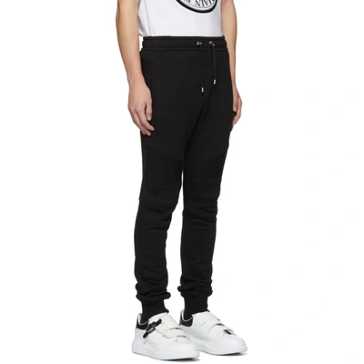 Shop Balmain Black Biker Lounge Pants