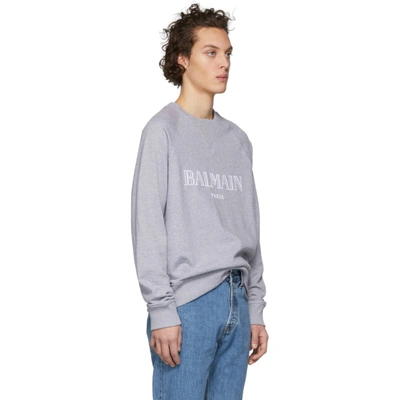 Shop Balmain Grey Logo Sweatshirt In 9aa Grey