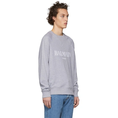 Shop Balmain Grey Logo Sweatshirt In 9aa Grey