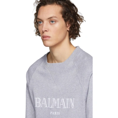 Shop Balmain Grey Logo Sweatshirt In 9aa Grey