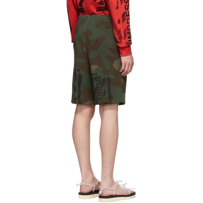 Shop Off-white Green And Brown Camo Stencil Shorts In Allover