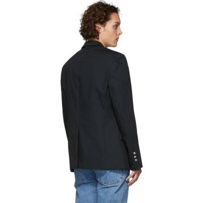 Shop Balmain Black Wool Double-breasted Blazer In 0pa Black