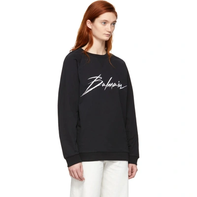 Shop Balmain Black Signature Logo Sweatshirt In Eab Blk/wht