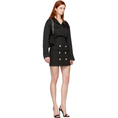 Shop Balmain Black Button High-waisted Miniskirt In 0pa Black