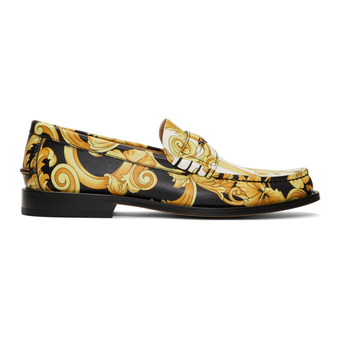 black and gold versace loafers