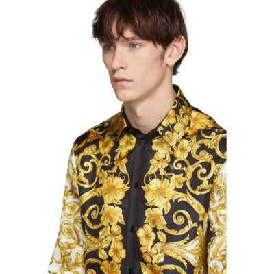 Shop Versace Gold Silk Barocco Shirt In A771 Gold