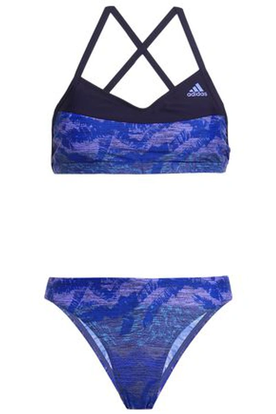 Shop Adidas Originals Woman Printed Halterneck Bikini Blue