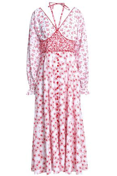 Shop Gül Hürgel Woman Floral-print Cotton-gauze Midi Dress White