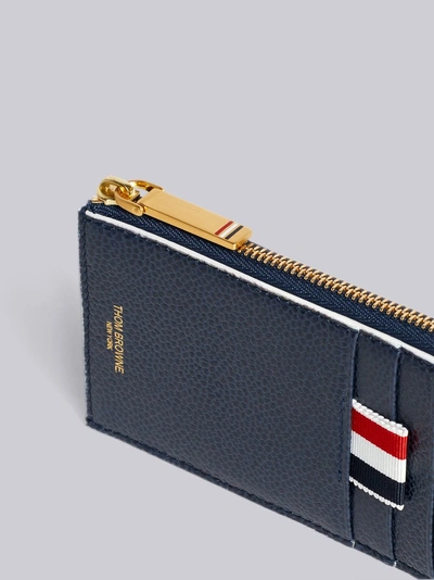 Shop Thom Browne 4-bar Emboss Half Zip-around Wallet In Blue