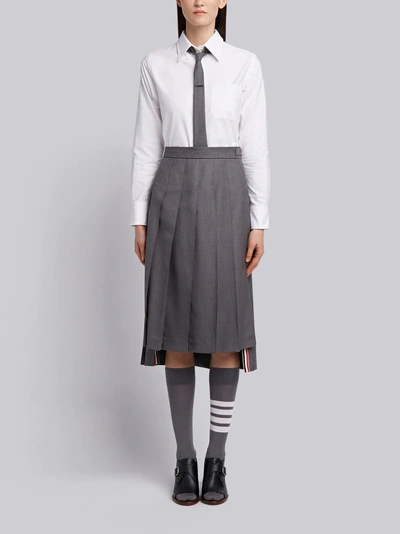 Shop Thom Browne Super 120's Twill Below The Knee Pleated Skirt In Grey