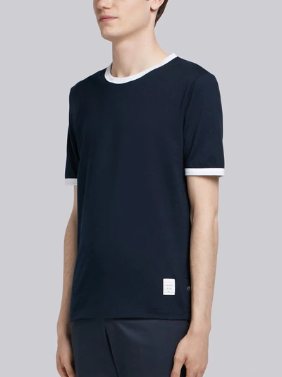 Shop Thom Browne Medium-weight Jersey Ringer Tee In Blue