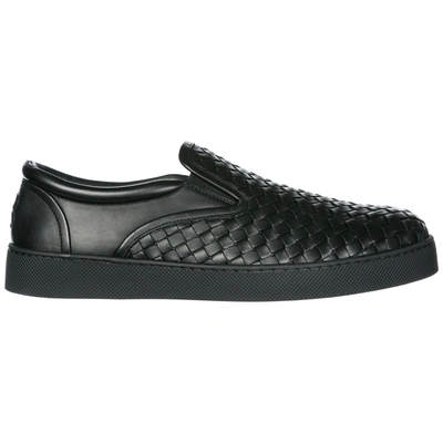 Shop Bottega Veneta Men's Leather Slip On Sneakers  Dodger In Black