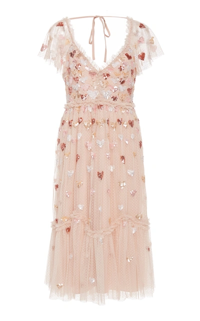 Shop Needle & Thread Loveheart Sequin Tulle Midi Dress In Pink