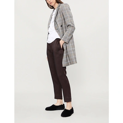 Shop Theory Checked Double-breasted Wool Coat In Grey
