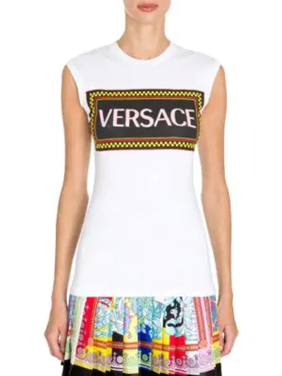 Shop Versace Stretch Jersey Rubber Logo Muscle T-shirt In White