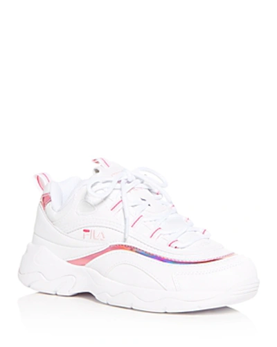 Shop Fila Women's Ray Low-top Sneakers In White/chalk Pink