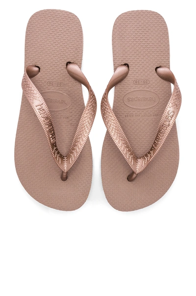 Shop Havaianas Top Tiras Sandal In Rose Gold