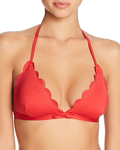 Shop Kate Spade New York Scalloped Triangle Cup Bikini Top In Rosa Red