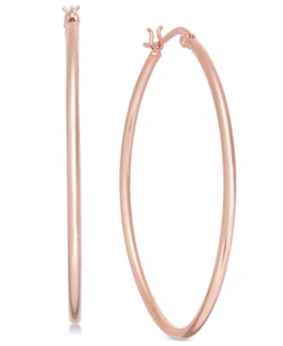 Shop Essentials And Now This Large Rose Gold Plated Polished Oval Medium Hoop Earrings , 2"