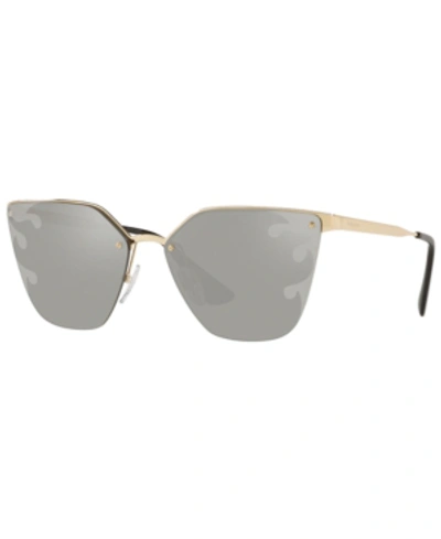 Shop Prada Sunglasses, Pr 68ts 63 In Pale Gold / Light Grey Mirror Silver