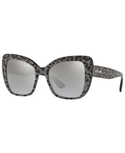 Shop Dolce & Gabbana Sunglasses, Dg4348 54 In Leo Glitter Black / Light Grey Mirror Grad Silver