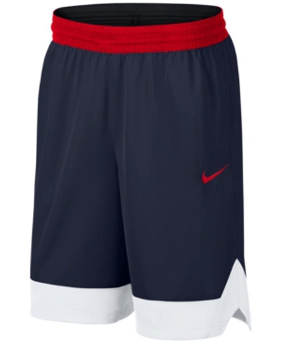 Shop Nike Men's Dri-fit Colorblocked Basketball Shorts In Navy,red/wht