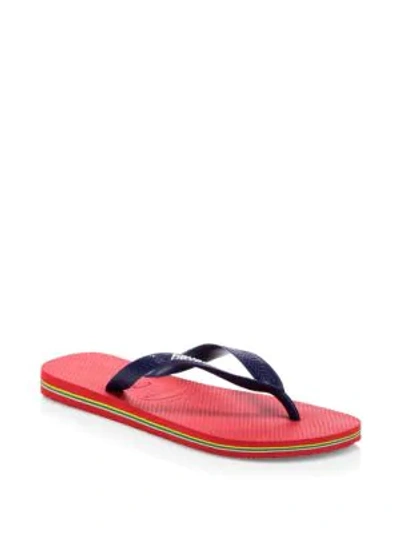 Shop Havaianas Men's Brazil Flip Flops In Red