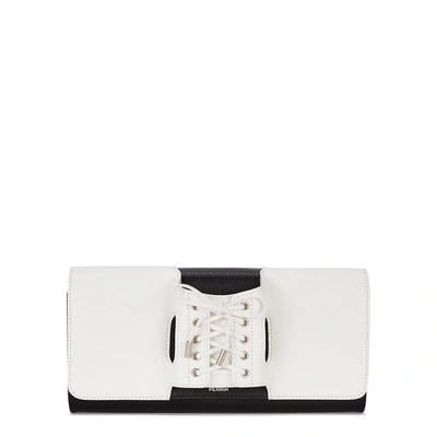 Shop Perrin Le Corset Monochrome Leather Clutch In Black And White