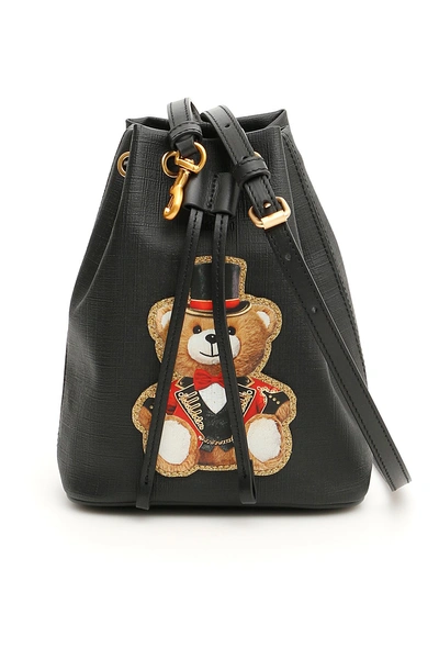 Shop Moschino Teddy Bear Bucket Bag In Black|nero