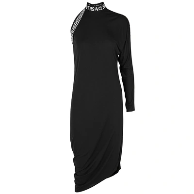 Shop Versace One-shoulder Stretch-jersey Midi Dress