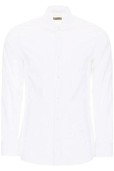 Shop Z Zegna Cotton Shirt In Bianco Ottico Unito (white)