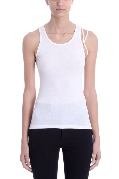 Shop Helmut Lang White Strap Rib Tank