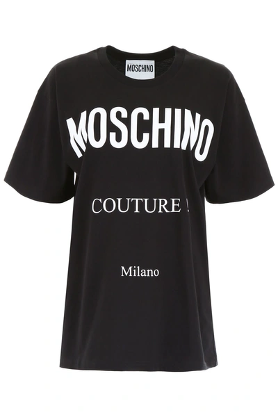 Shop Moschino Logo Print T-shirt In Fantasy Print Black (black)