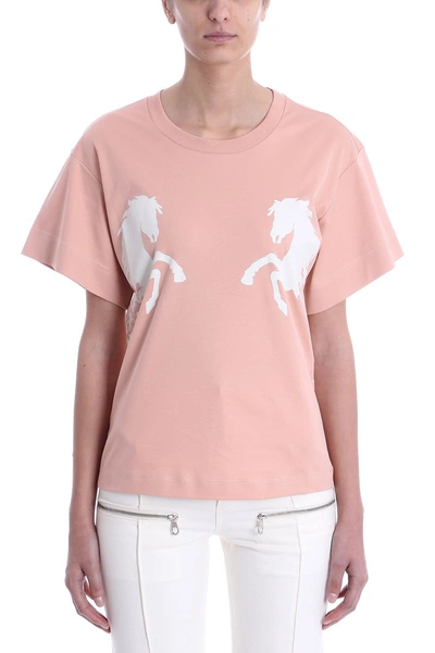 Shop Chloé Horses Pink Cotton T-shirt In Basic