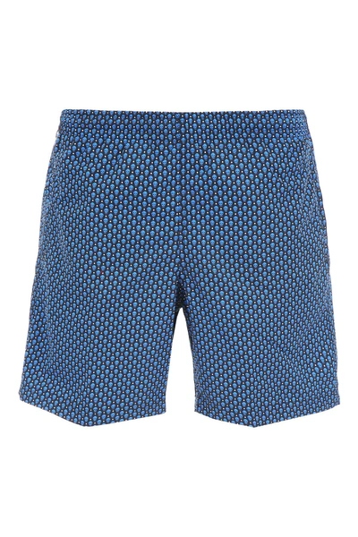 Shop Alexander Mcqueen Nylon Skull Swim Shorts In Black Blue (blue)