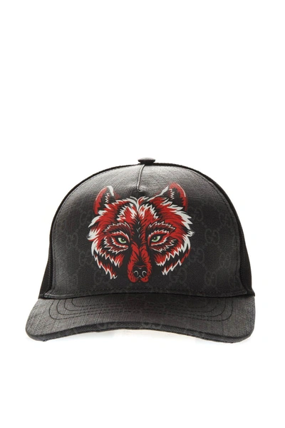 Gucci Black Gg Supreme Baseball Hat With Print ModeSens