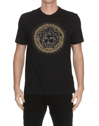 Shop Versace Studded Medusa T-shirt In Black