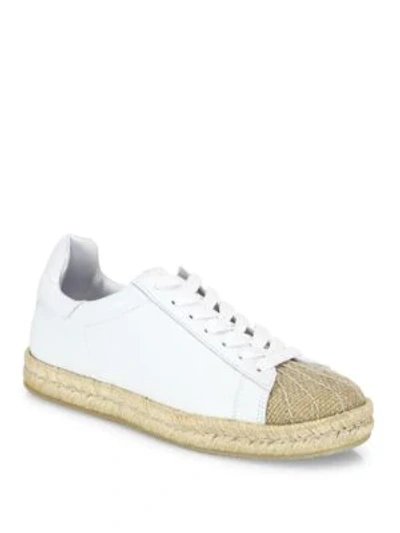 Shop Alexander Wang Rian   Leather Espadrille Sneakers In Optic White