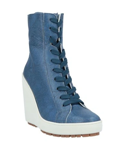 Shop Hogan Woman Ankle Boots Slate Blue Size 8 Soft Leather