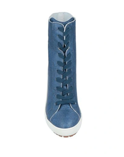 Shop Hogan Woman Ankle Boots Slate Blue Size 8 Soft Leather