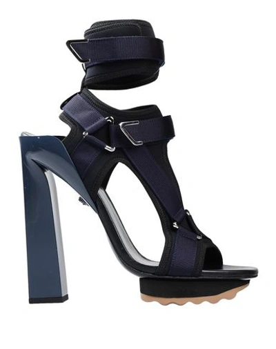 Shop Versace Sandals In Dark Blue