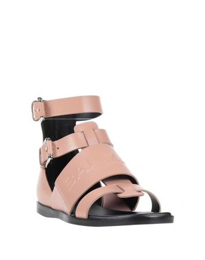 Shop Balmain Sandals In Pale Pink