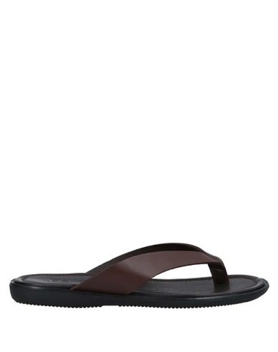 Shop Doucal's Toe Strap Sandals In Dark Brown