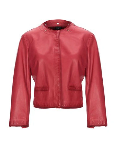 Shop Delan Leather Jacket In Red